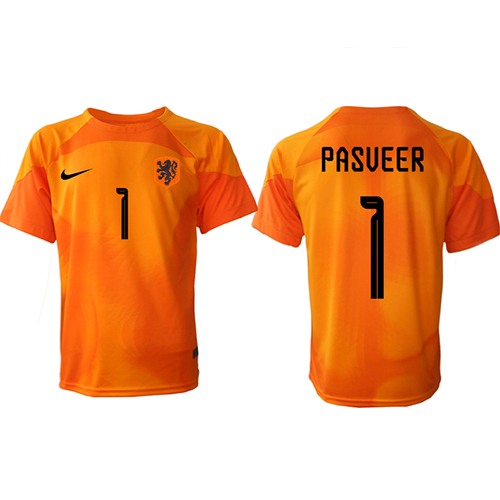 Netherlands Remko Pasveer #1 Goalkeeper Replica Away Shirt World Cup 2022 Short Sleeve